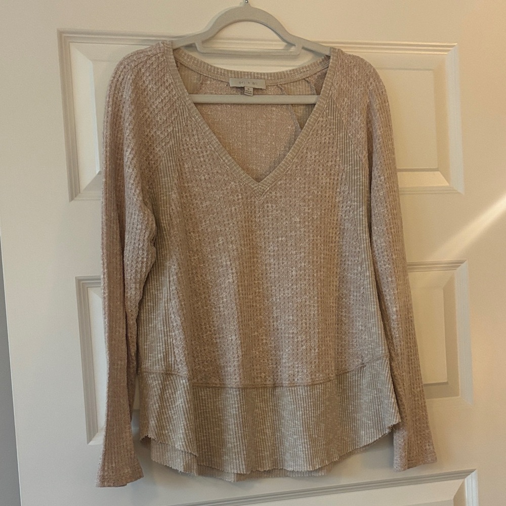 Women's Beige V-Neck Layered Top